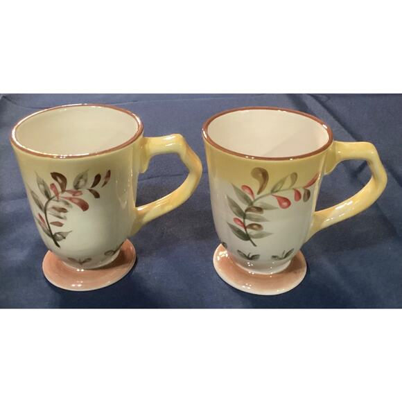 Set of 2 Better Homes & Gardens Tuscan Retreat Footed Coffee Mugs Cups - Picture 7 of 12